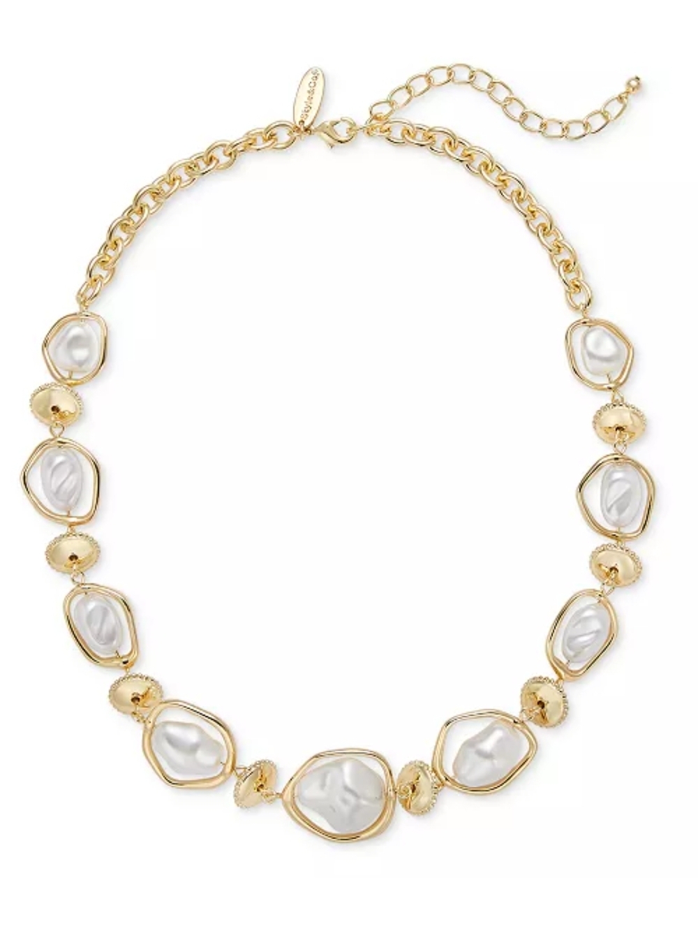 Style & Co Gold-Tone Baroque Imitation Pearl Orbital Collar Necklace